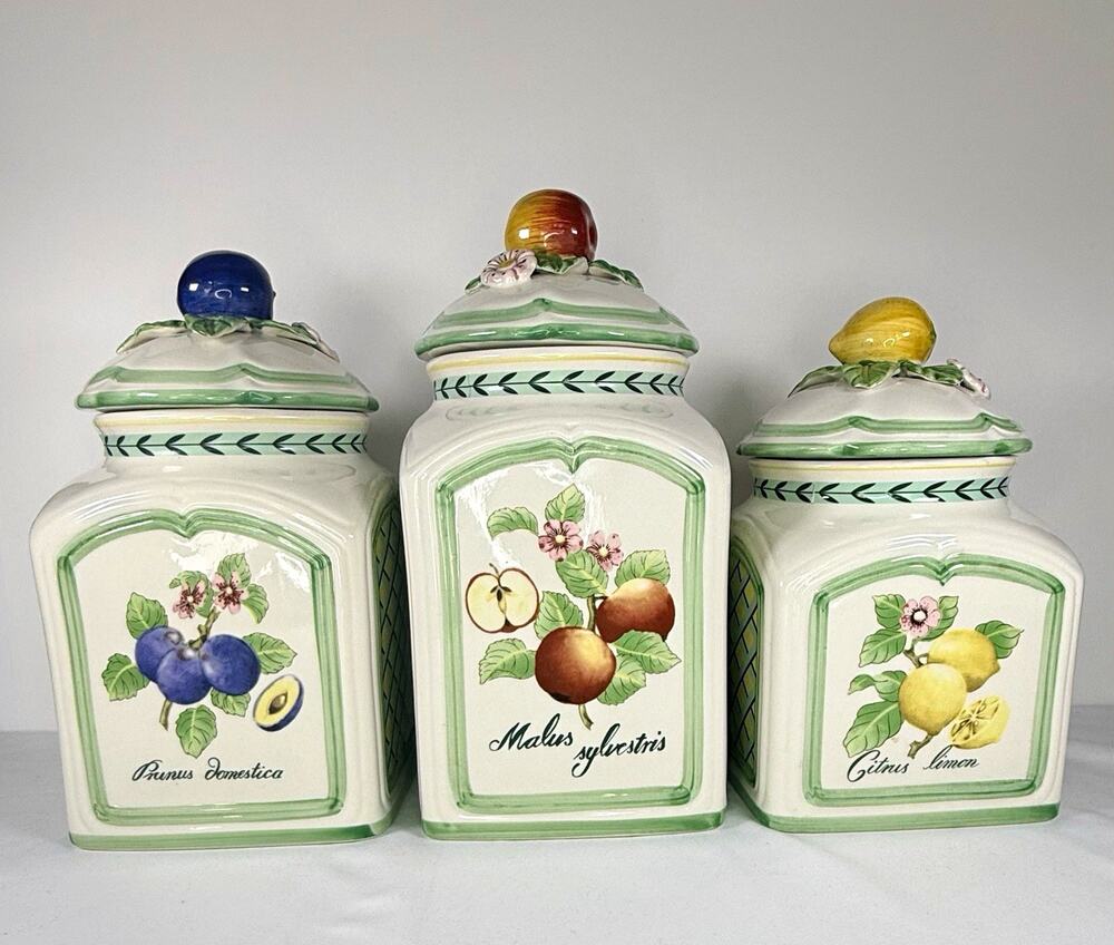 Villeroy & Boch French Garden Charm 3-Piece Ceramic Canister Set - Lemon